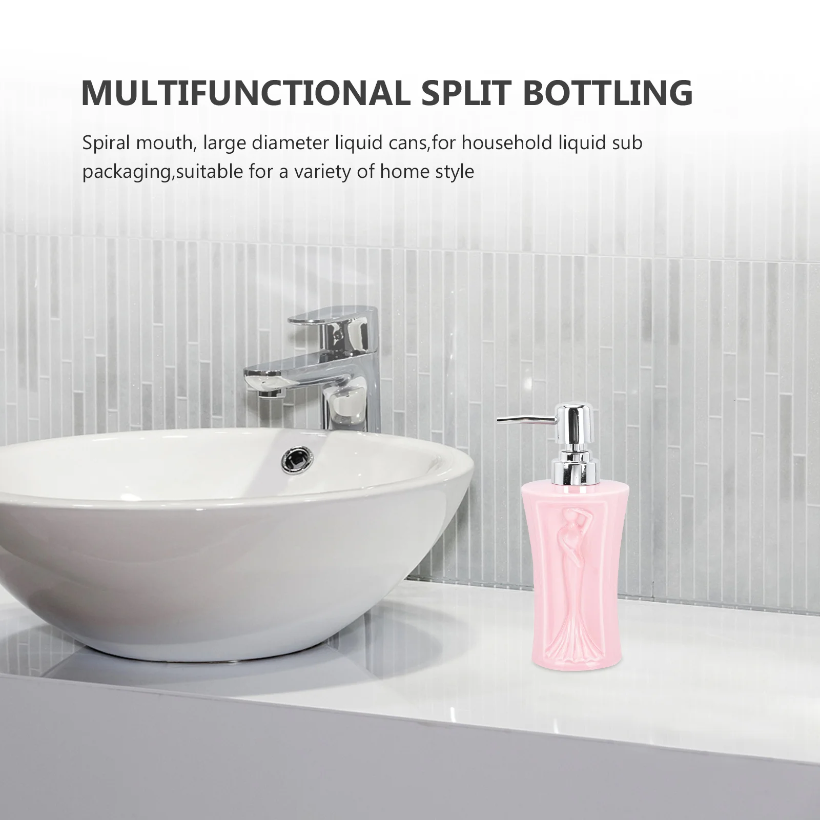 1Pcs Ceramic Refillable Press Pump Bottle Large Capacity Shampoo Lotion Soap Dispenser for Bathroom Kitchen Soap Liquid Bottle