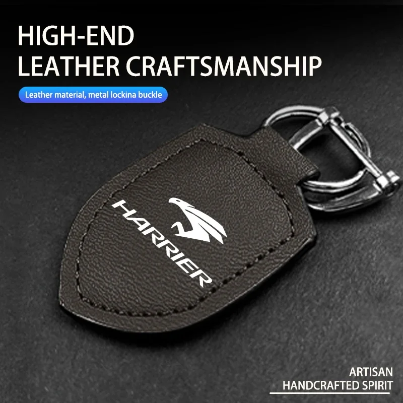 Car Custom Logo Key Ring Leather Keychain Buckle Accessories Gift For Toyota Harrier 30 60 80 XU30 XU60 XU80 2022 2023