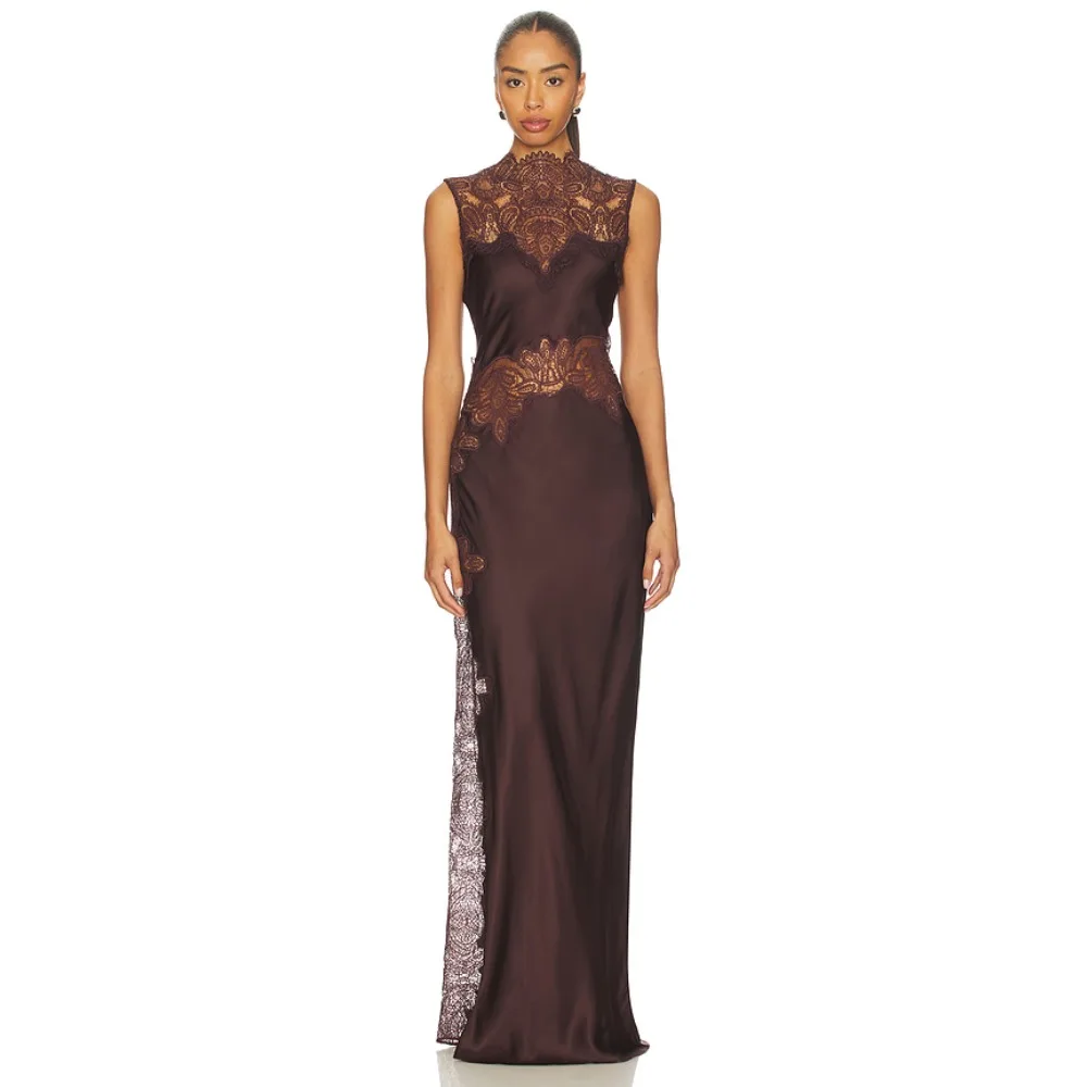 Customized Lace&Satin Evening Dresses Illusion Fashion Maxi Party Dress Long Elegant Modern Formal Prom Gown for Women 2026