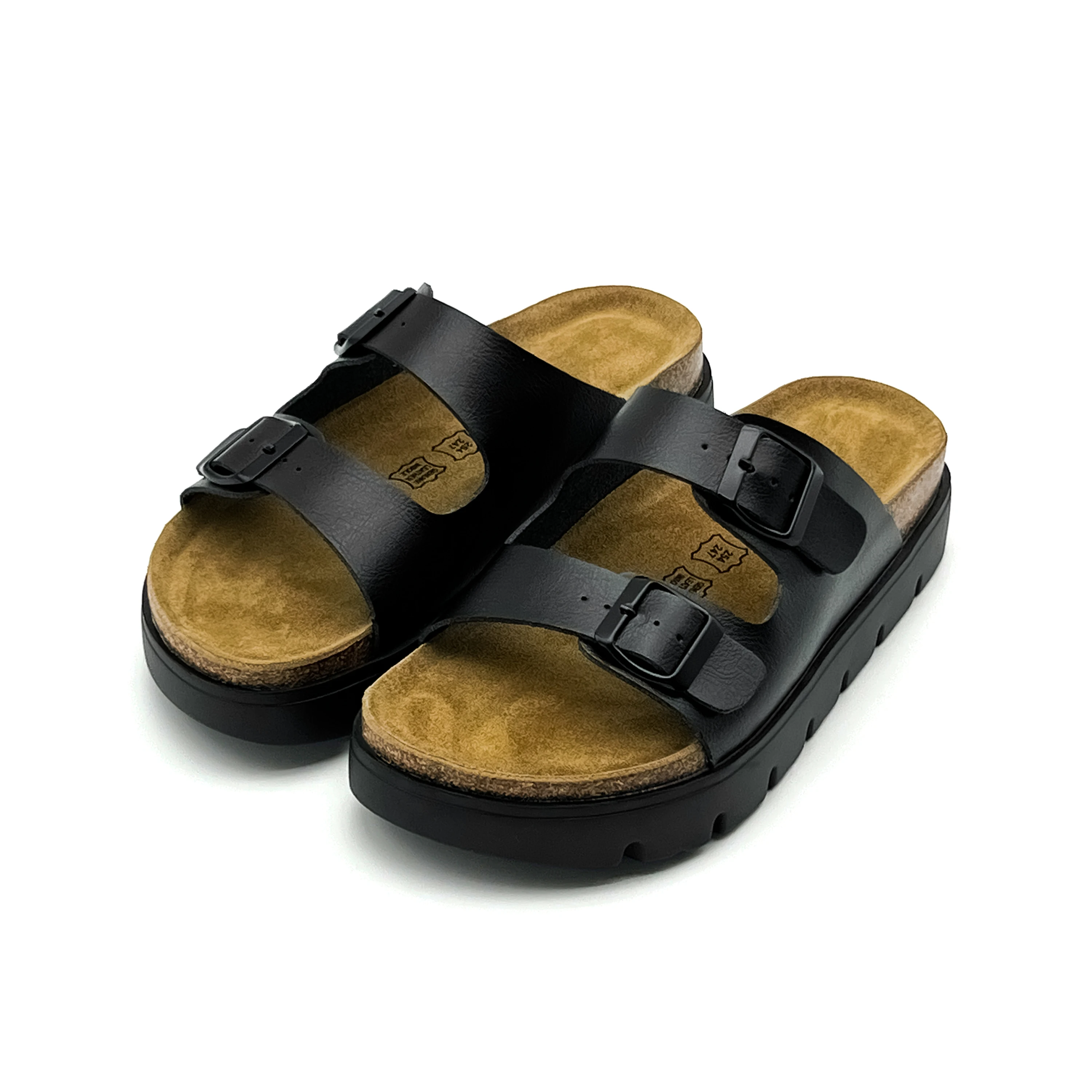 Sandales à plateforme Birken en liège pour femmes et hommes, avec double boucles réglables et soutien de la voûte plantaire