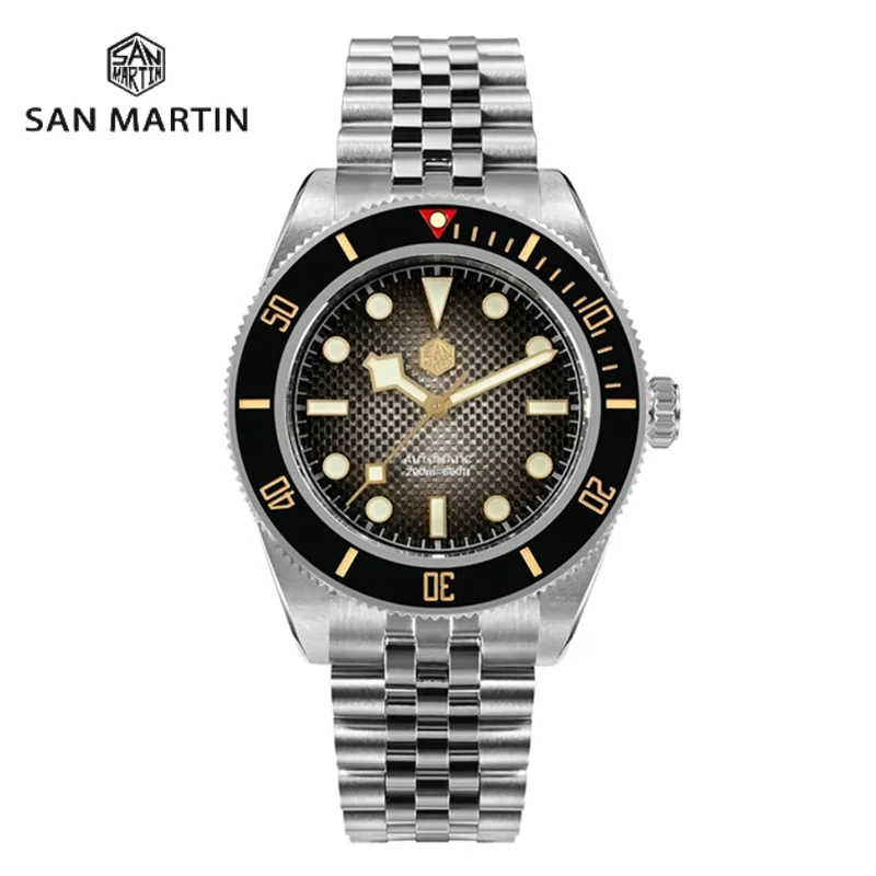 San Martin 3D Waffle Dial New 40mm Dive Watch NH35 Men\'s Watches Automatic Mechanical Sapphire Waterproof 200m Luminous SN0128