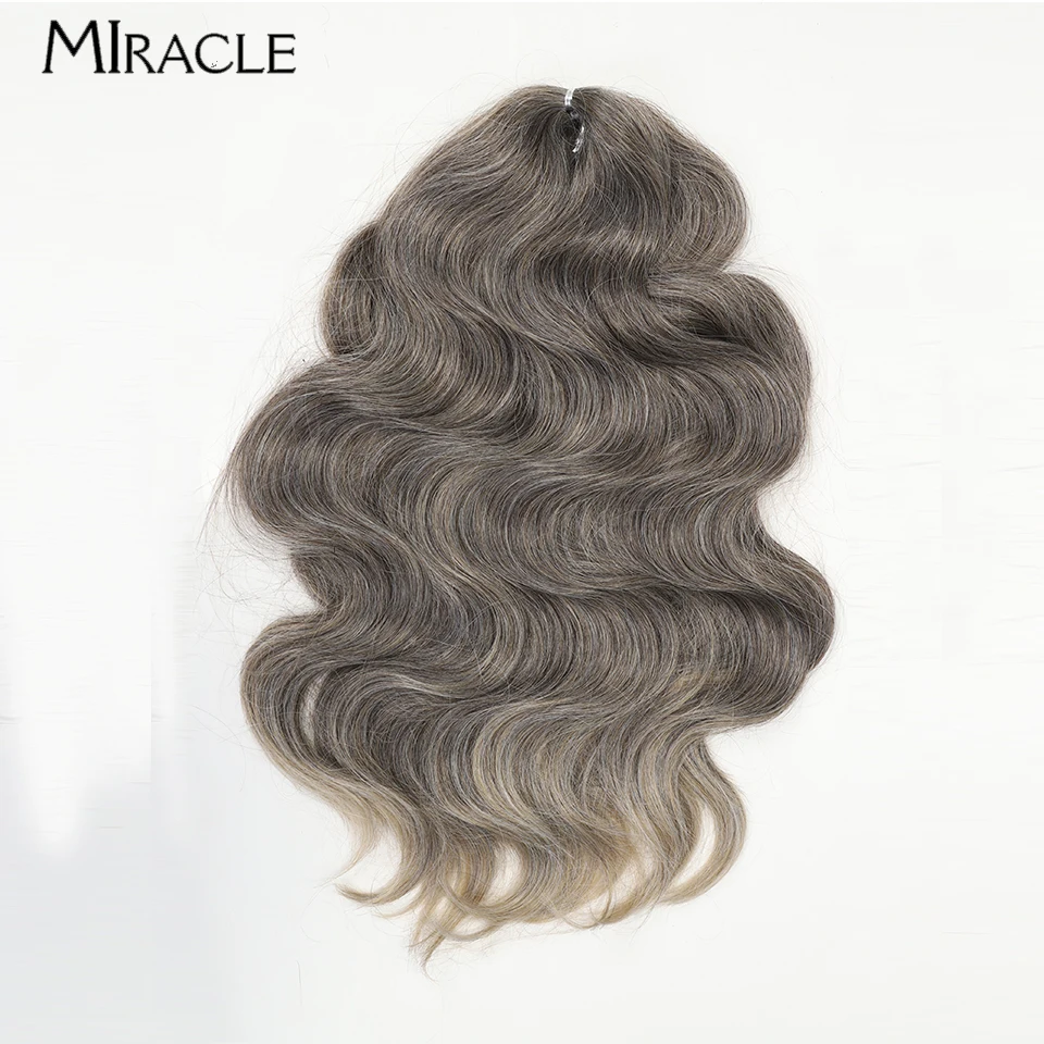 MIRACLE Body Wave ekstensi rambut kepang 24 inci, ekstensi rambut palsu sintetis bergelombang 24 inci, rambut kepang Crochet, jahe, pirang, rambut palsu