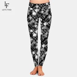 LETSFIND-Leggings de cintura alta para mujer, calaveras góticas con estampado Digital de calavera 3D, Leggings negros elásticos ajustados para Fitness