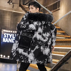 Men's Winter Hooded Cotton-Padded Jackets 2024 Autumn Windproof Thicken Parkas Streetwear Loose Mid-Long Warm Coats