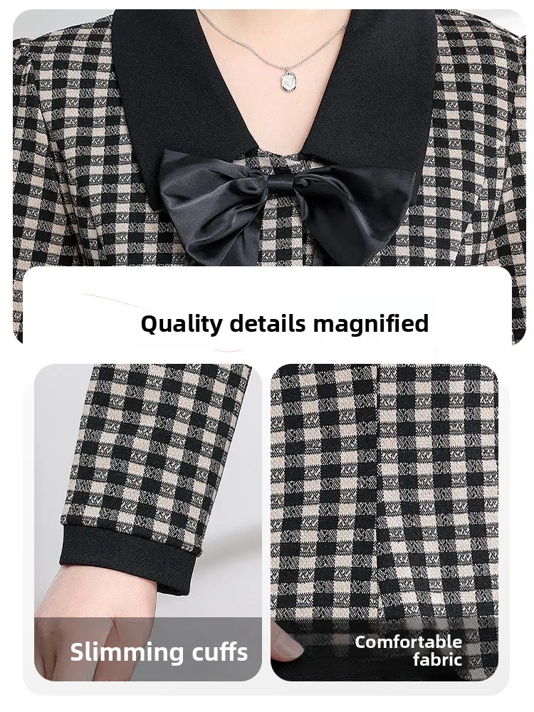 Ele Long Dr Spring Faion for Women Middle-Aged And ly Small Fraance Sle Polyester Fiber round Ne Dr view 5