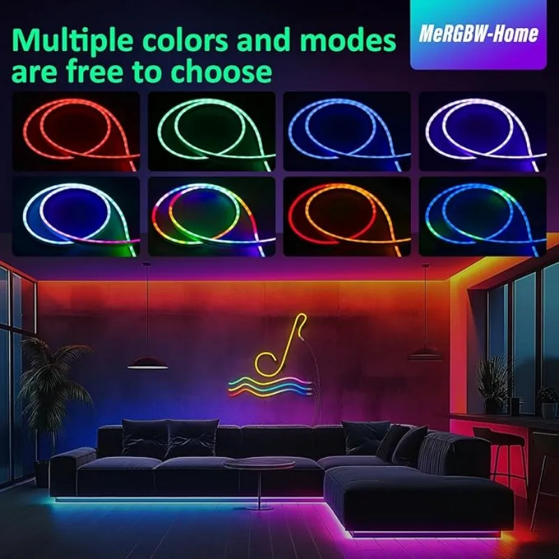DC 24V RGBIC Neon Led Strip Light With Bluetooth 72Leds/Meter Outdoor IP65 Waterproof Neon Rope Lights App Remote Control Band
