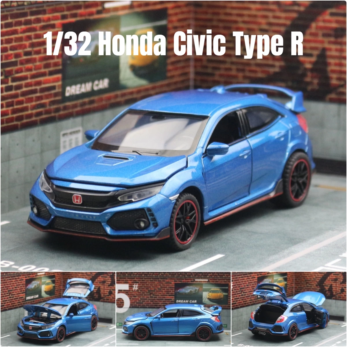 1/32 ホンダシビックタイプ R おもちゃの車子供のためのダイキャスト