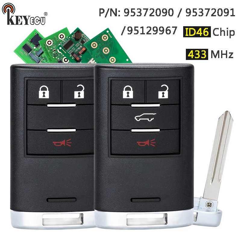

KEYECU 433 МГц ID46 Чип GM/S: 95372090 95372091 9512996 OEM Запчасти Умный дистанционный брелок для Chevrolet Holden GM Captiva 2014-2018