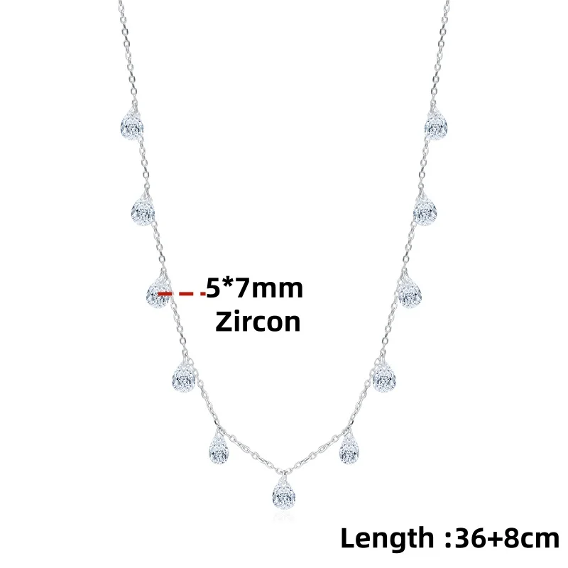 

Ожерелье-чокер с цирконием грушевидной огранки для женщин и девочек, цепочка на шею, сверкающая стерлинговое серебро 925 пробы, подвеска в форме капли воды, ювелирное изделие, подарок