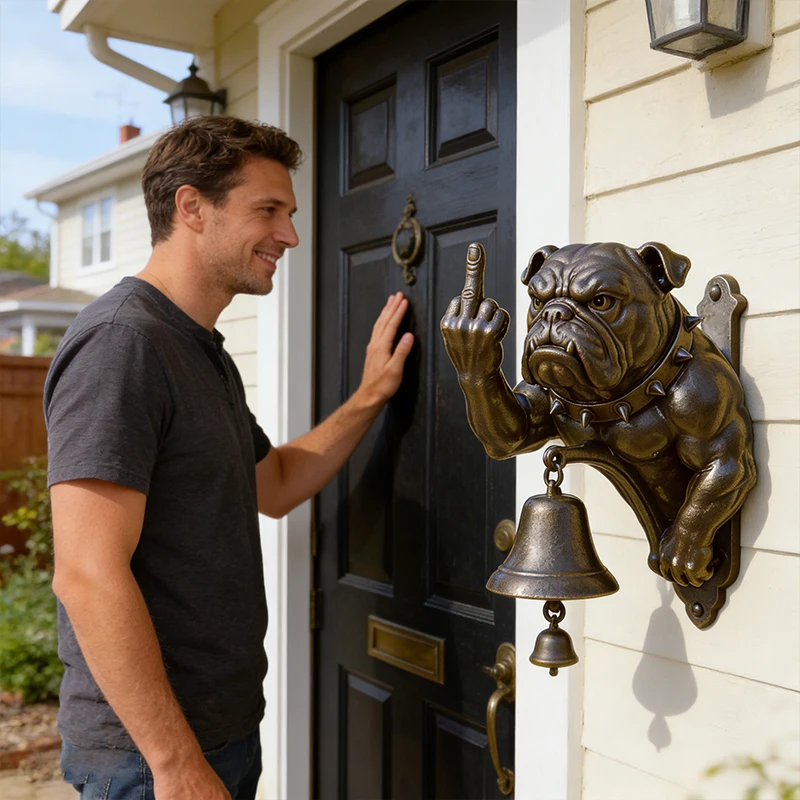 Funny Bulldog Doorbell Knocker Wall Decoration Modern Home Decoration Specialty And Themed Middle Finger Dog Door Knocker
