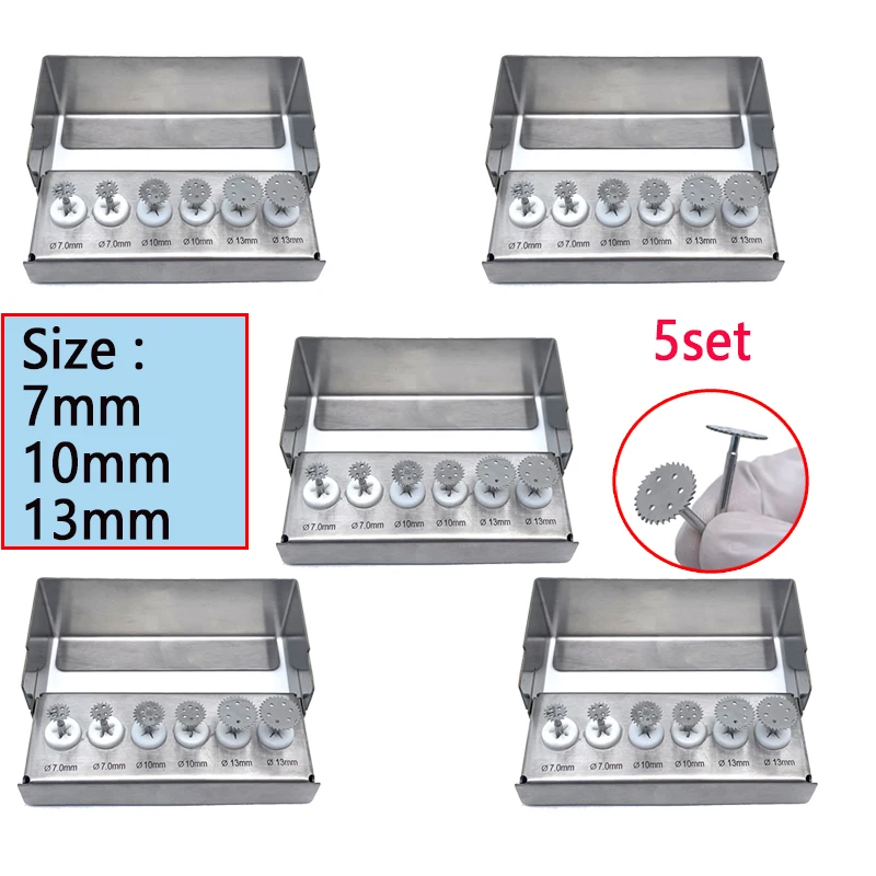 

5 комплектов шлифовальный инструмент для имплантации дантиста Дисковые Лезвия сверло полировальное колесо стоматологический шлифовальный инструмент с коробкой для стерилизации