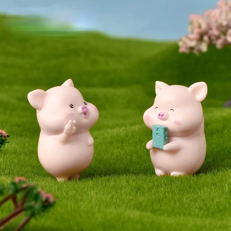 7pcs Cute Little Pig Doll Ornaments Little Pig Desktop Cake Decoration Car Decoration Micro Landscape DIY Home Decorations view 3