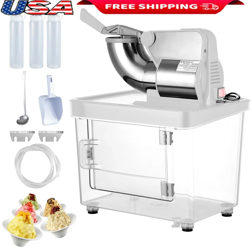 

Commercial Ice Crusher 440 lb/hr Electric Snow Cone Maker Dual Blades 300W ETL Approved Ice Shaving Machine Restaurant Bar