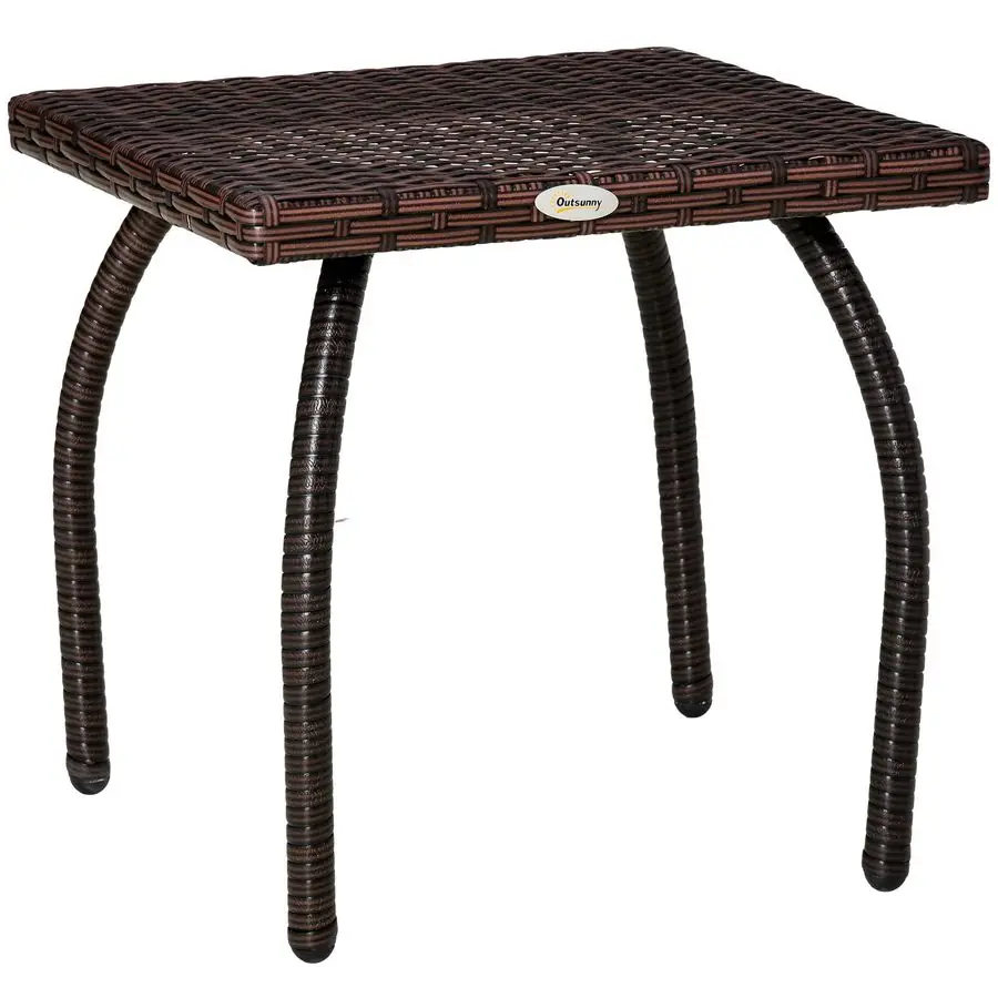 

Outdoor PE Wicker Side Table, Small Square Rattan End Table, AllWeather Material Coffee Table for Garden, Balcony, Backyard, Bro