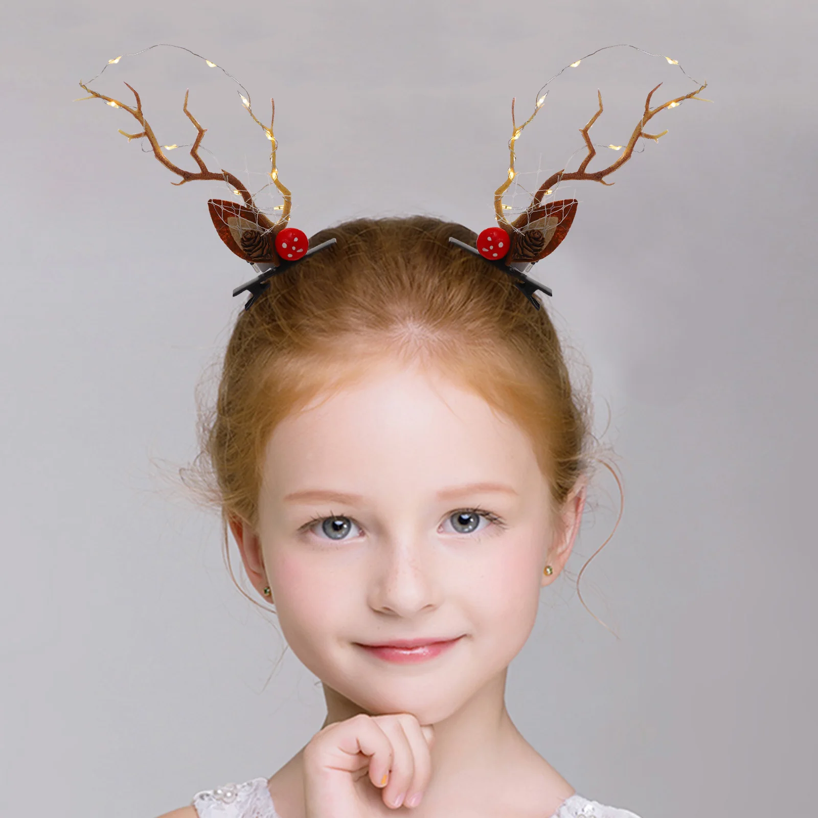

Luminous Antler Hair Clip Christmas Hairpin Reindeer Horn Grip Clips PP ABS Material Adjustable Position Glow Elk Branch