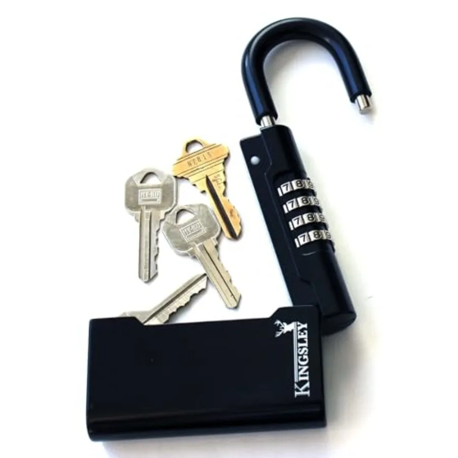 Portable Resettable Hanging Key Safe Combination Lock Box for House Keys in Black Ideal for Real Estate Agents Vacation Rental