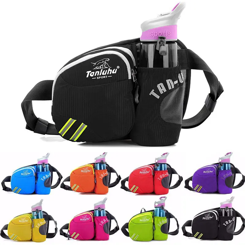 Men Women Running Waist Bag Gym Fitness Belt Pack Outdoor Sports Jogging Running Cycling Belt Bags with Water Bottles Holder