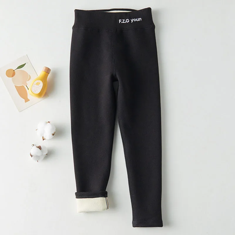 2024 New Autumn Winter Kids Girls Solid Fleece Leggings Thicken Warm Skinny Teenage Girls Pencil Pants Children Stretch Trousers