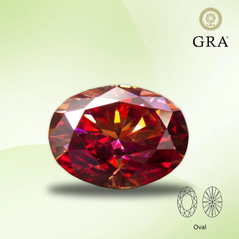 

Moissanite Gemstone Watermelon Red Color Oval Cut GRA Certified Lab Grown Diamond for Advanced Jewelry Rings Earrings Making