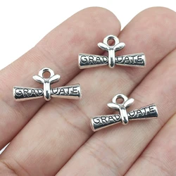 10pcs/lot 11*21mm Graduate Diploma Charms Antique Silver Gold Color Plated Pendants Making DIY Handmade Jewelry Accessories