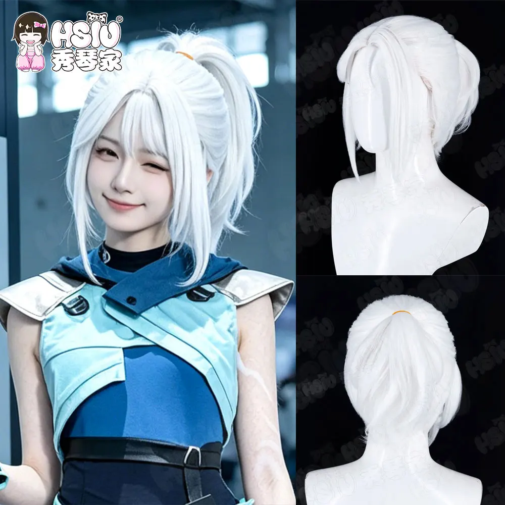 

Jett Cosplay Wig Fiber Synthetic Wig HSIU 40cm White Short Wig+Wig Cap Game VALORANT Jett Cosplay Wig