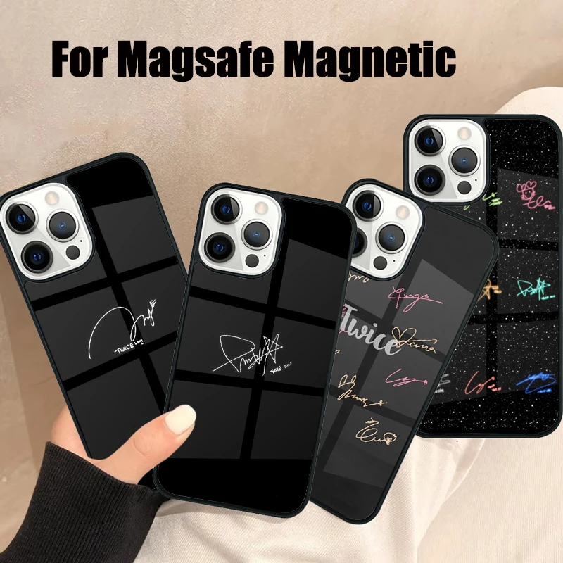 T-Twice Signature Magsafe Phone Case For iPhone 16 15 14 13 12 11 Pro Max Plus Mirror Wireless Magnetic Cover