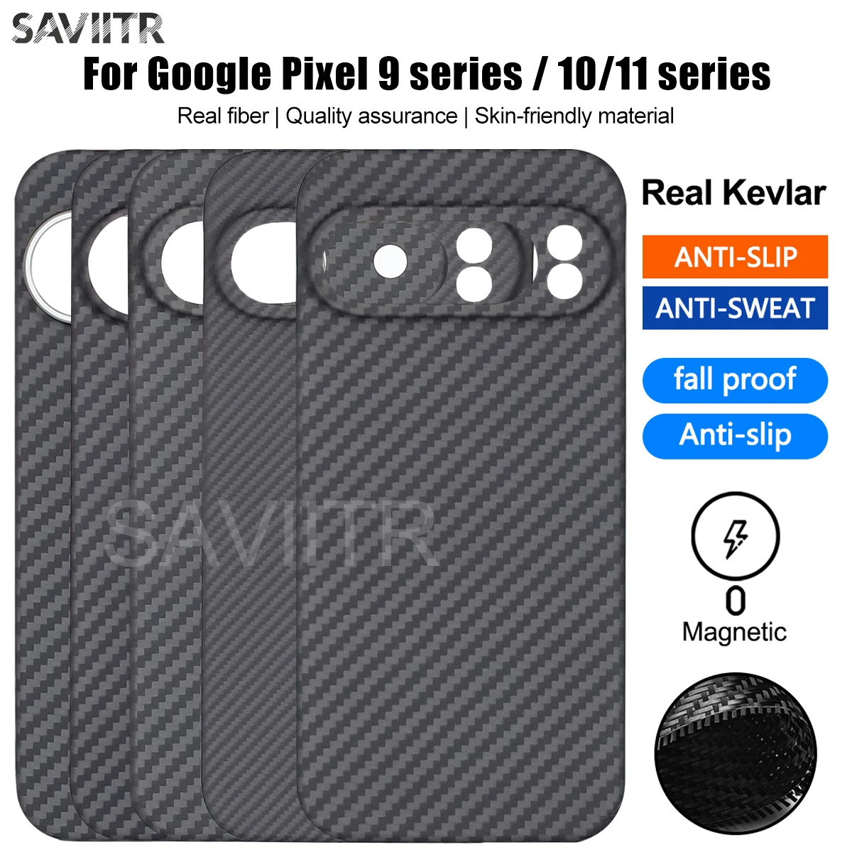 SAVIITR Carbon Fiber Magnetic Case for Google Pixel 11 Pro XL/10 Pro XL/9 Pro Case Support Magsafe Ultra-thin Aramid Fiber Cover