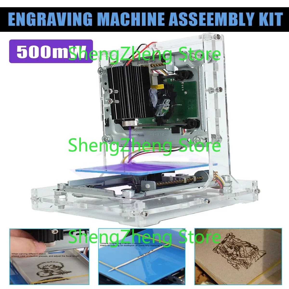 

NEJE 500mW USB DIY Laser Engraving Machine Cutting Printer Engraver Logo Marking