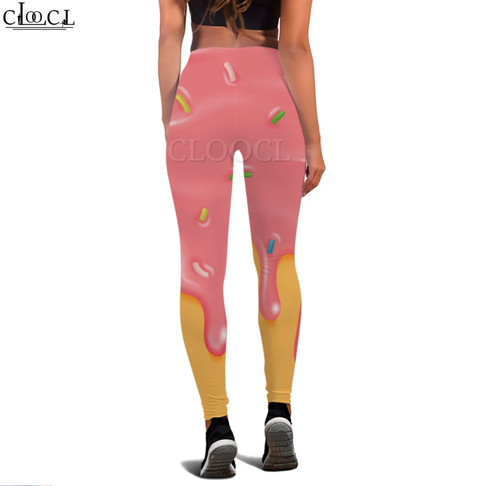 CLOOCL nuevas mallas para mujer, mallas informales con estampado 3D de postre sabroso, mallas elásticas ajustadas sexis, pantalones de Yoga, ropa ajustada