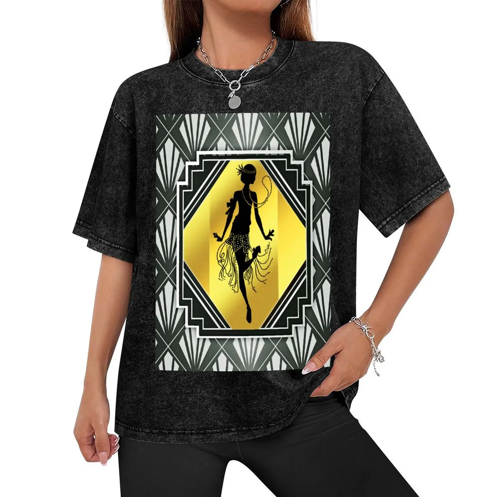 Art Deco Flapper Roaring 20's Gatsby Style Print T-Shirt T-shirts man graphic tee shirt summer tops mens graphic t-shirts pack