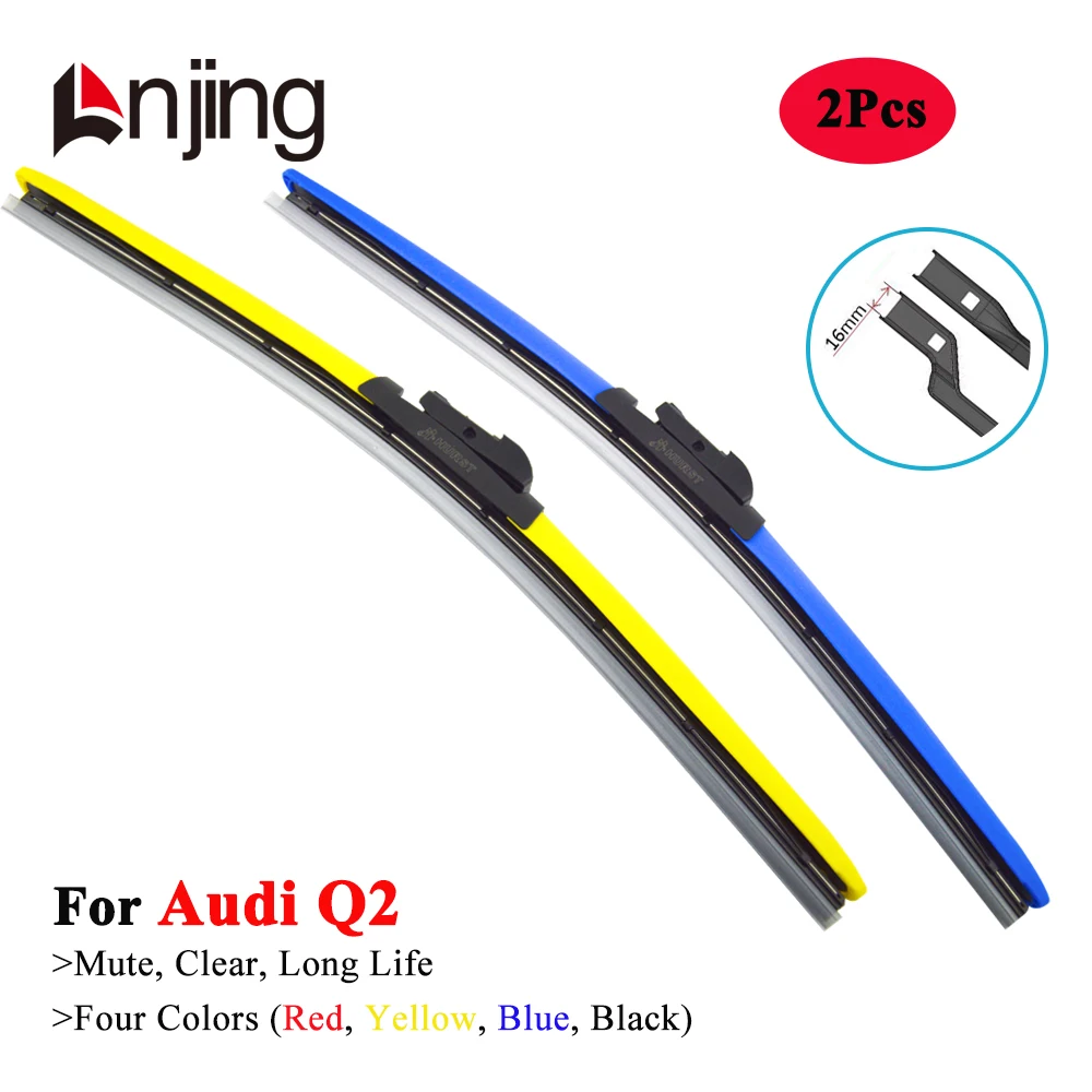 LNJING Colorful Wiper Blades for Audi Q2 Quattro SUV 2016 2017 2018 2019 2020 2021 2022 2023 2024 Car Exterior Luxury Accessory