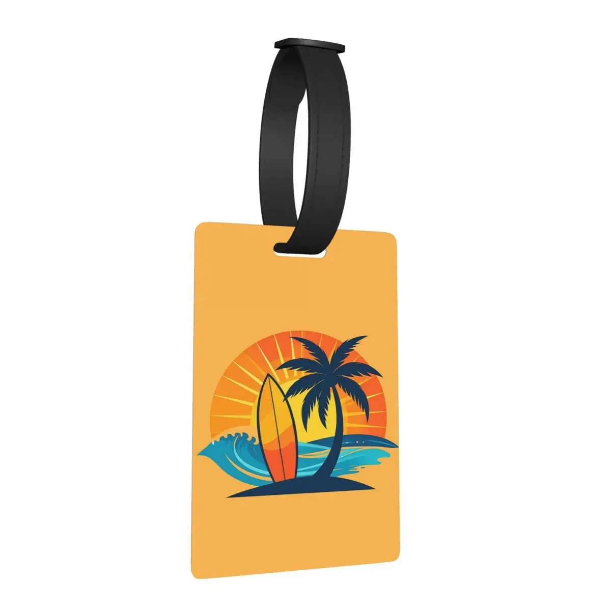 

Beach Surfboard And Palm Tree Minimalist Art Luggage Tags Suitcase Portable Baggage Boarding Tag Label Holder ID Name Address