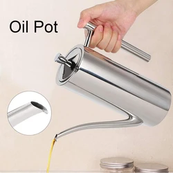 304 Stainless Steel Oil Pot 500/700ml Kitchen Oil Pouring Tank Sauce Vinegar Drip-Proof Dust-Proof Olive Oil Dispenser Bottle