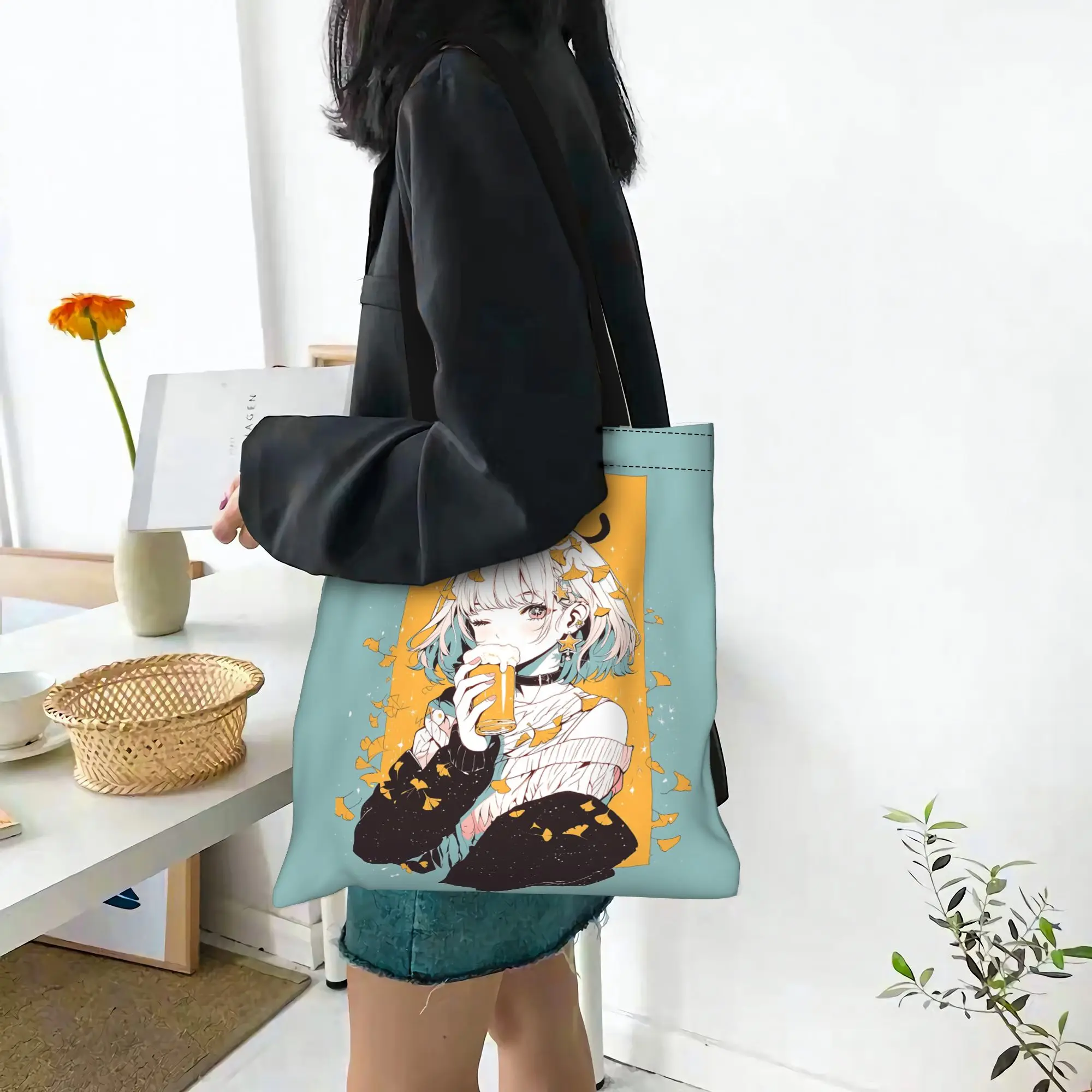 

2026 Shopping Bags back to school Cool anime character Canvas Canvas Tote Bag Women'S Shoulder Handbag