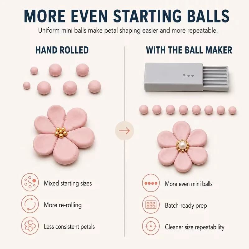 3D Print Clay Gel Ball Maker Tool,Nail Art Bead Roller for 3D Gel Flower | Polymer Clay Roller 2mm 3mm 4mm 5mm Sphere Shaper Rol view 3