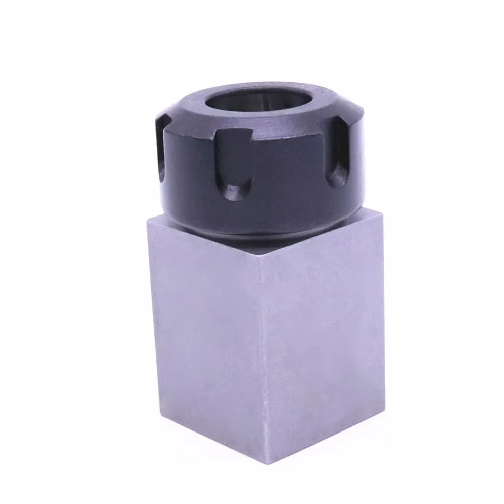 Square spring chuck block ER25 ER32 ER40 made of hard steel for CNC for lathe with through holes for long part processing