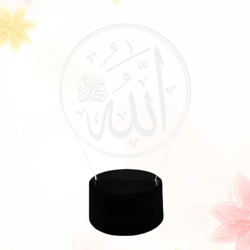3D Illusie Nachtlampje Zwart Acryl Allah Lamp Voor Home Decor Slaapkamer Tafel Cadeau Aanraakgevoelige Led Lamp Zonder