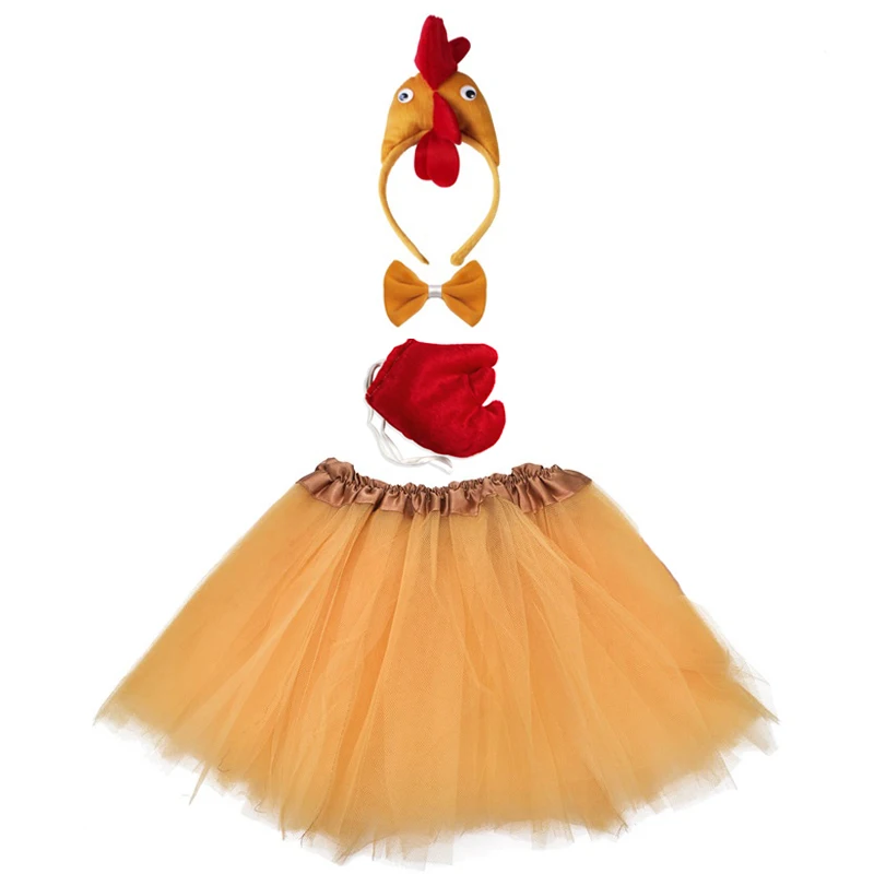 Dier Kostuum Voor Kid Adult Kip Eend Cock Cosplay Hoofdband Tutu Rok Tie Staart Meisje Vrouwen Voor Halloween Carnaval Kostuum