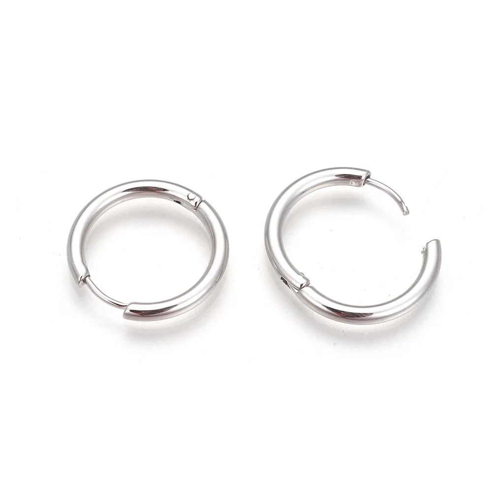 5 Pairs Stainless Steel Hoop Earrings Manual Polishing Huggie Earrings Round Loops for Women Men 8 10 12 14 16 18 20MM