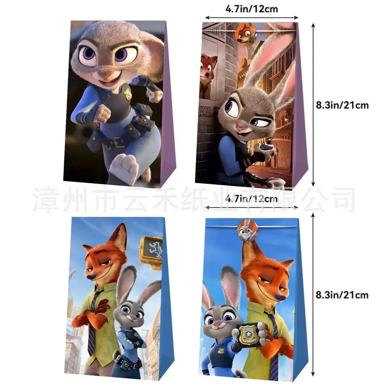 Zootopia2 12/24 قطعة مجموعة جودي هوبس أرنب نيك وايلد الثعلب كاندي ورقة حقيبة شنطة هدايا شخصيات كرتونية عيد ميلاد التفاف الحقيبة هدية #4