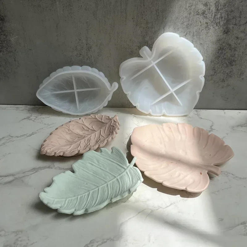 DIY Leaf Storage Tray Silicone Mold Leaf Mirror Storage Box Crystal Drop Glue Mold Ginkgo Leaf Plate Storage Tray Gypsum Mold