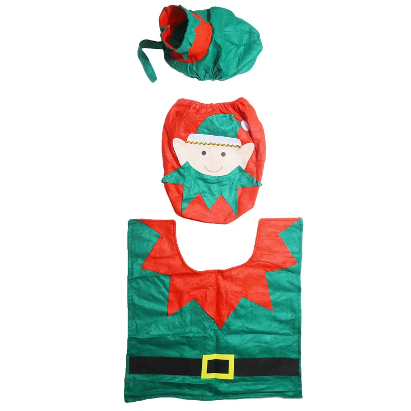 3pcs/set Bathroom Decoration Christmas Elf Toilet Seat Cover Merry Christmas Ornament