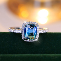 Luxury Female Crystal Red Blue Green Rainbow Zircon Stone Engagement Ring Vintage Silver Color Wedding Jewelry For Women