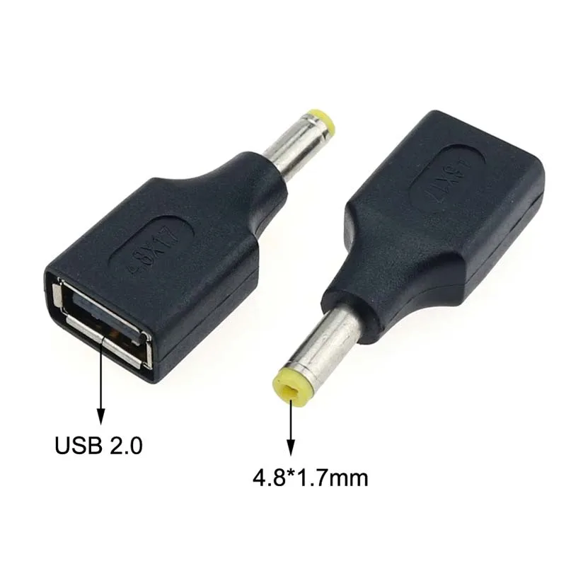 YuXi DC 전원 수 2.5x0.7 4.0x1.7 5.5x2.1 5.5x2.5mm-USB 2.0 암 플러그 변환기 노트북 어댑터 커넥터, 1 개