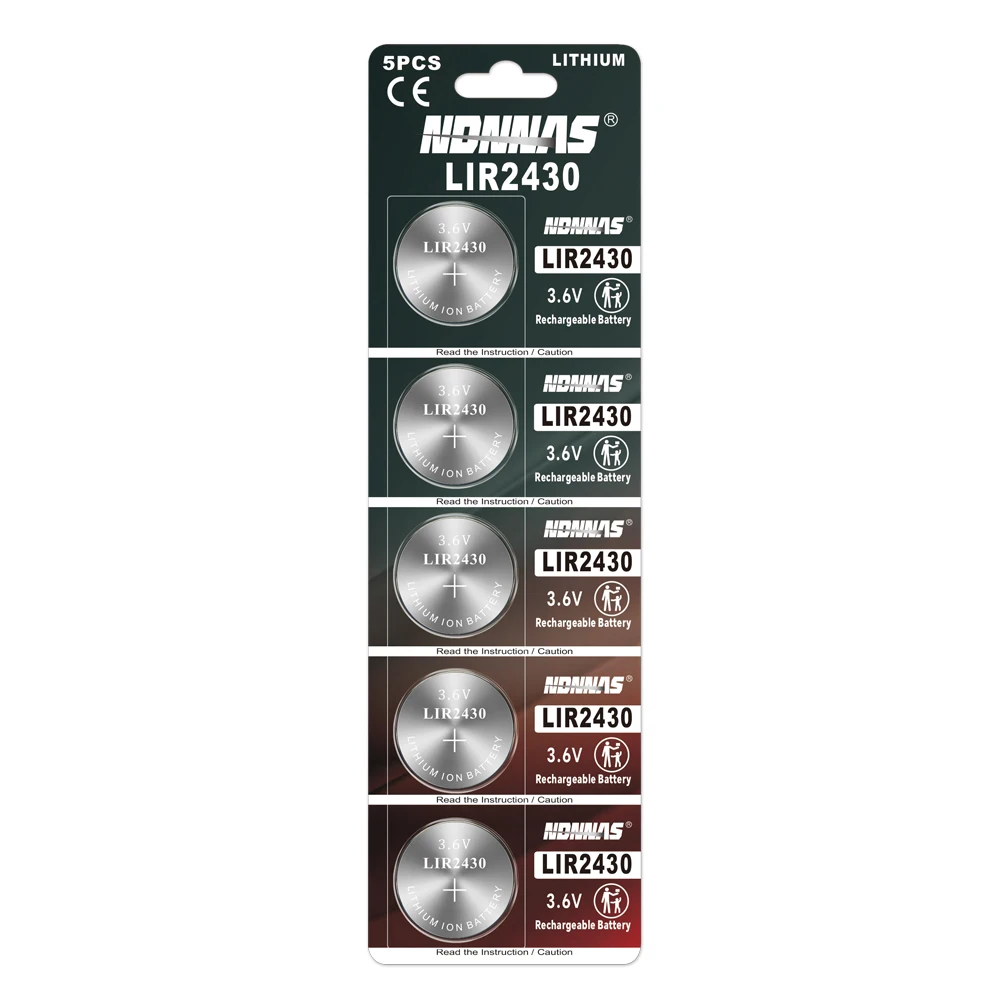 2-50pcs LIR2430 3.6V 60mAh Button Battery Rechargeable Lithium-ion Battery Coin Cell For Car Key Watch Toys Replace CR2430