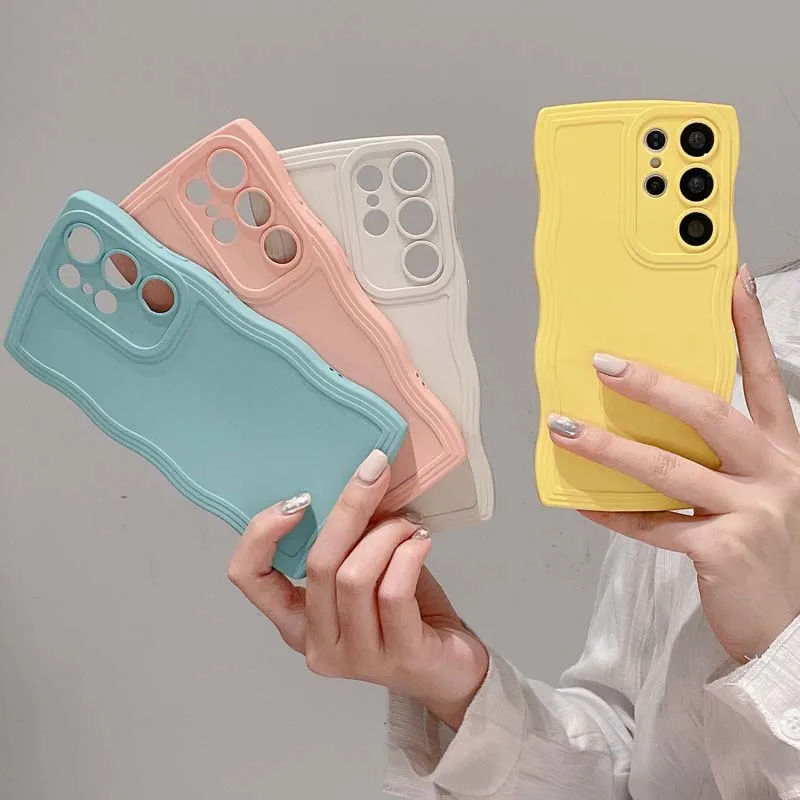 Fashionable Wave Edge Phone Case Suitable For Samsung S24 S23 S21 S20 FE S22 Plus Ultra Note 20 Ultra Shockproof Bumper Cover