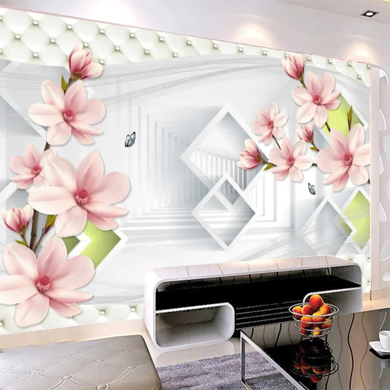 

Custom 3D Wall Mural Wallpaper Modern Simple Dream Jade Orchid Wall Cloth Living Room TV Sofa background Wall Home Decoration