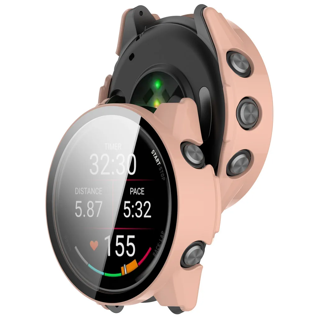 حافظة لجهاز Garmin Forerunner 970 570 42 مللي متر/47 مللي متر غطاء ممتص للصدمات بإطار صلب + واقي شاشة مضاد للخدش من الزجاج المقسى عالي الدقة