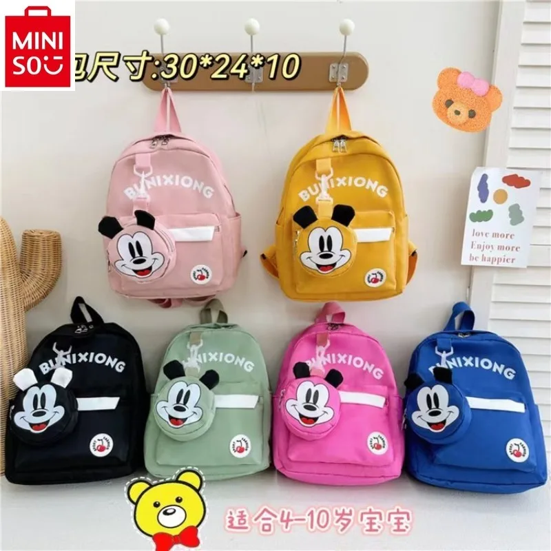 

MINISO Disney cartoon Mickey lightweight backpack for students, large capacity, cute and sweet storage bag