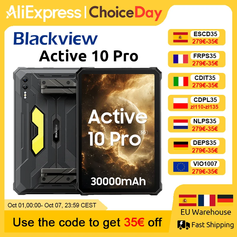 [Wereldpremière] Blackview Actieve 10 Pro Robuuste Tablets 5G Mtk 7300, 11 "Fhd + Display, 12Gb 512Gb, 30000Mah Batterij 108mp Camera